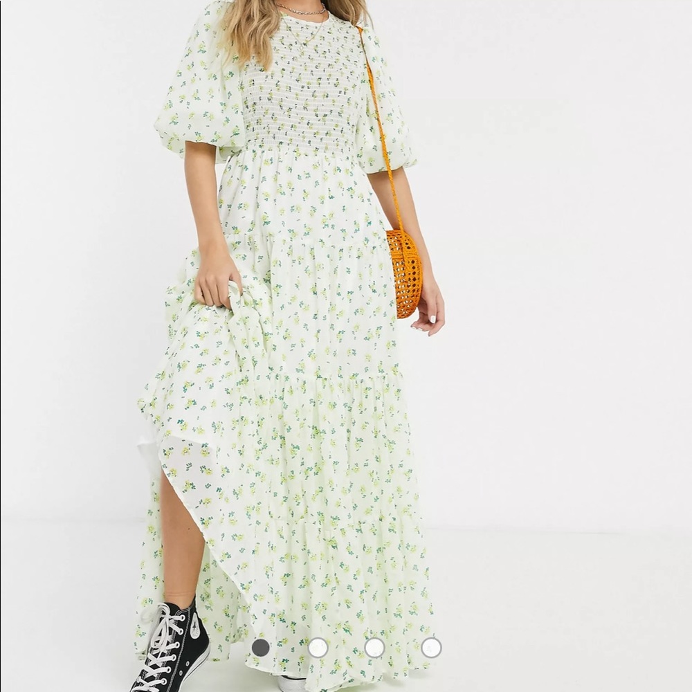 NWT ASOS white floral maxi dress